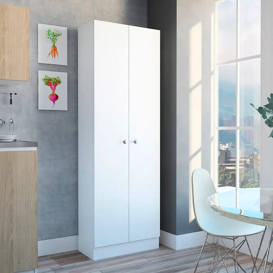 Multistorage Pantry Cabinet Five Shelves Double Door Cabinet -White - White - 5