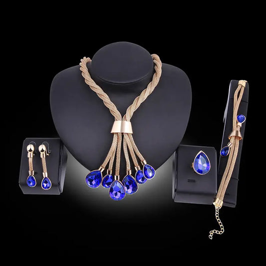 Necklac Earrings Jewellery Set Four-piece Gilded - Beyond Trends Hub 