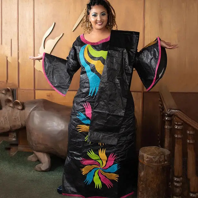 New African Dresses For Women 4xl 5xl Plus Size - Black / L