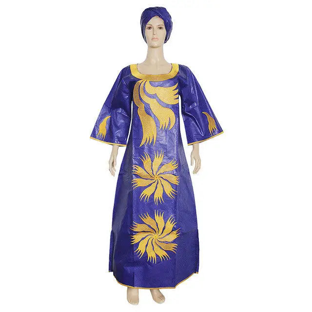 New African Dresses For Women 4xl 5xl Plus Size - Blue / L