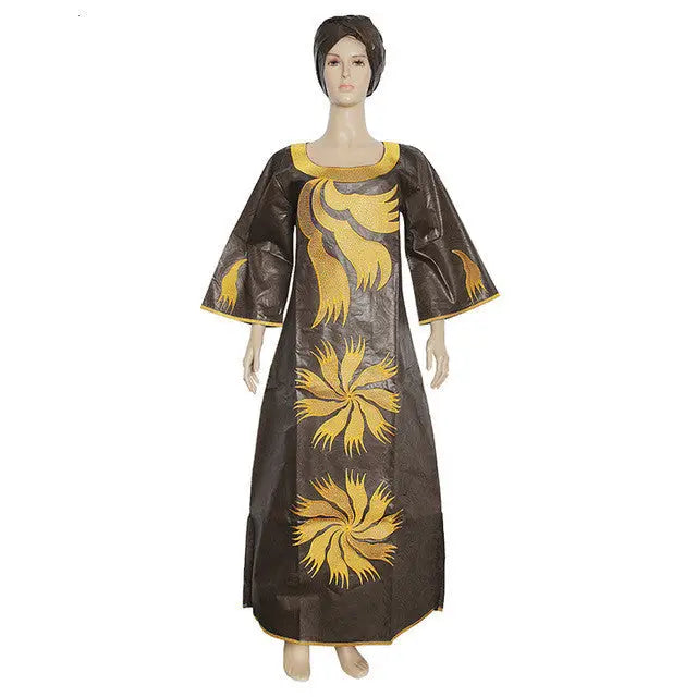 New African Dresses For Women 4xl 5xl Plus Size - Brown / L