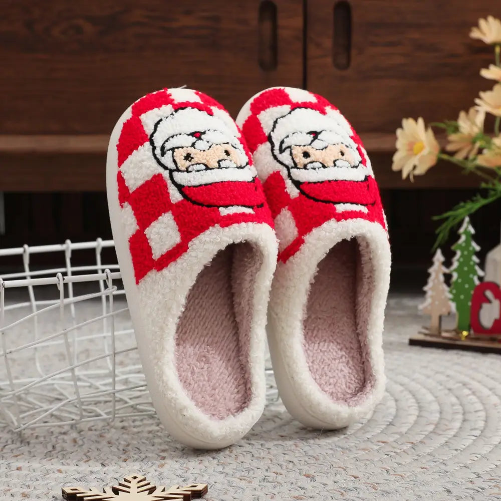 New Christmas Plaid Santa Claus Slippers Winter Indoor Non-slip Floor Bedroom Fuzzy House Shoes For Women Home Slipper Beyond Trends Hub