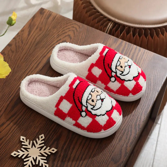New Christmas Plaid Santa Claus Slippers Winter Indoor Non-slip Floor Bedroom Fuzzy House Shoes For Women Home Slipper Beyond Trends Hub