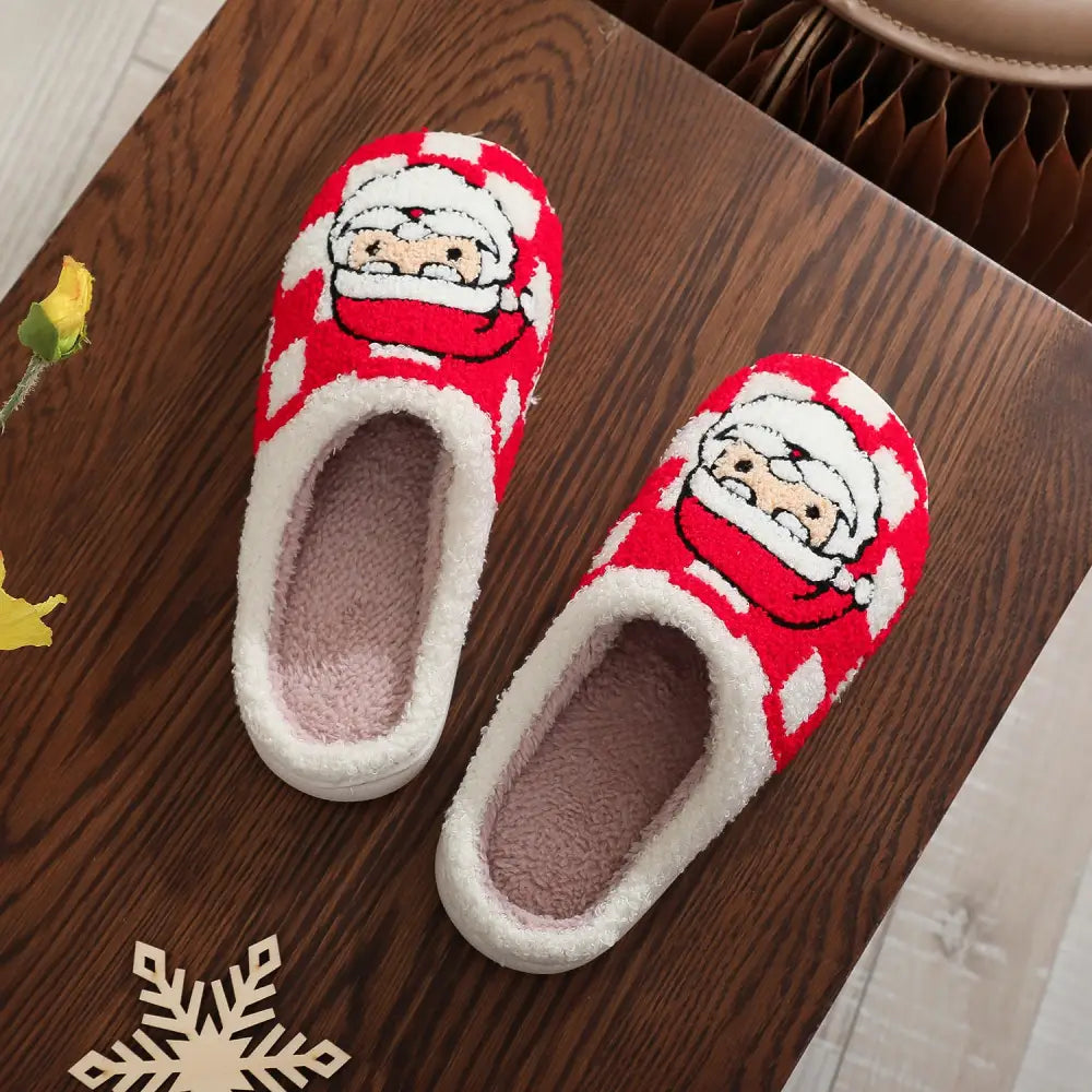 New Christmas Plaid Santa Claus Slippers Winter Indoor Non-slip Floor Bedroom Fuzzy House Shoes For Women Home Slipper Beyond Trends Hub
