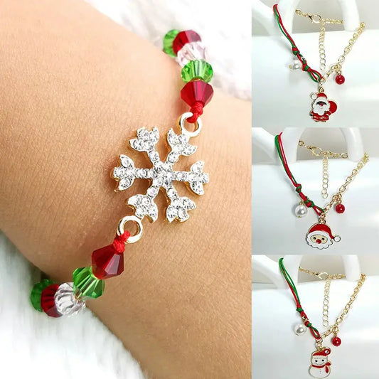 New Christmas Snowman Santa Claus Tree Snowflake Elk Bracelet Christmas Gift Charm Bracelet Chain Pendant For Women New Year Fashion Gift Beyond Trends Hub