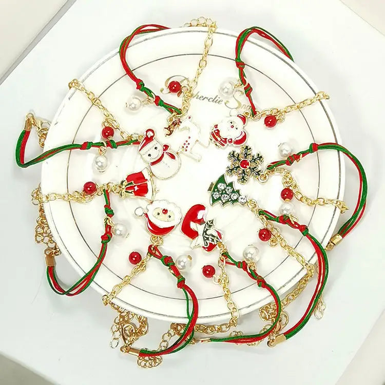 New Christmas Snowman Santa Claus Tree Snowflake Elk Bracelet Christmas Gift Charm Bracelet Chain Pendant For Women New Year Fashion Gift Beyond Trends Hub