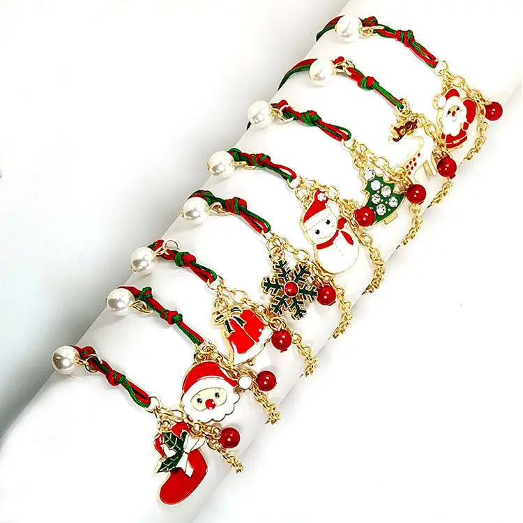 New Christmas Snowman Santa Claus Tree Snowflake Elk Bracelet Christmas Gift Charm Bracelet Chain Pendant For Women New Year Fashion Gift Beyond Trends Hub
