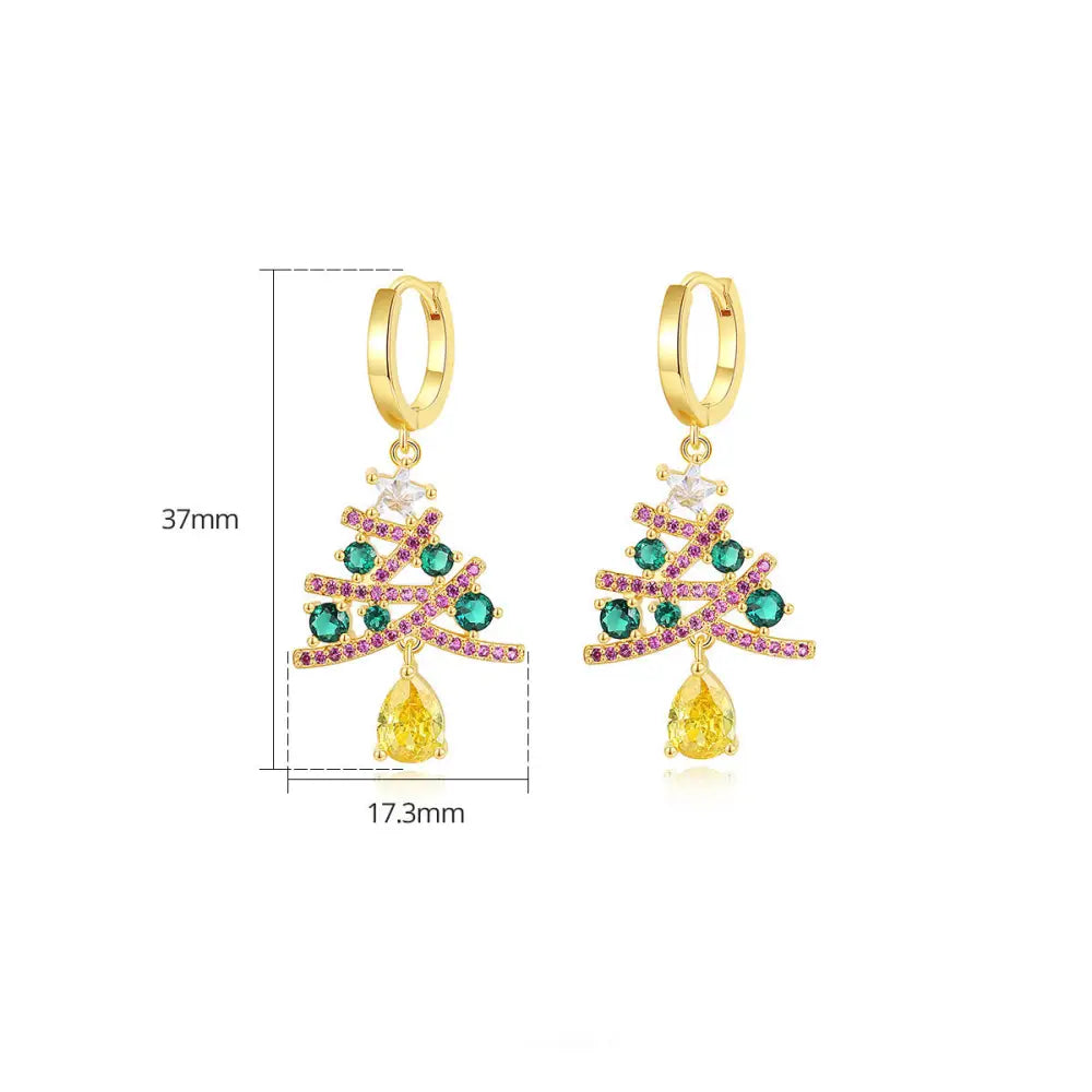 New Christmas Tree Earrings With Colorful Rhinestones Fashion Personality Shining Earrings Gift For Women Jewelry Beyond Trends Hub