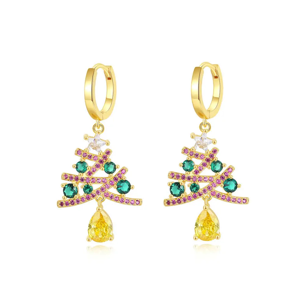 New Christmas Tree Earrings With Colorful Rhinestones Fashion Personality Shining Earrings Gift For Women Jewelry Beyond Trends Hub
