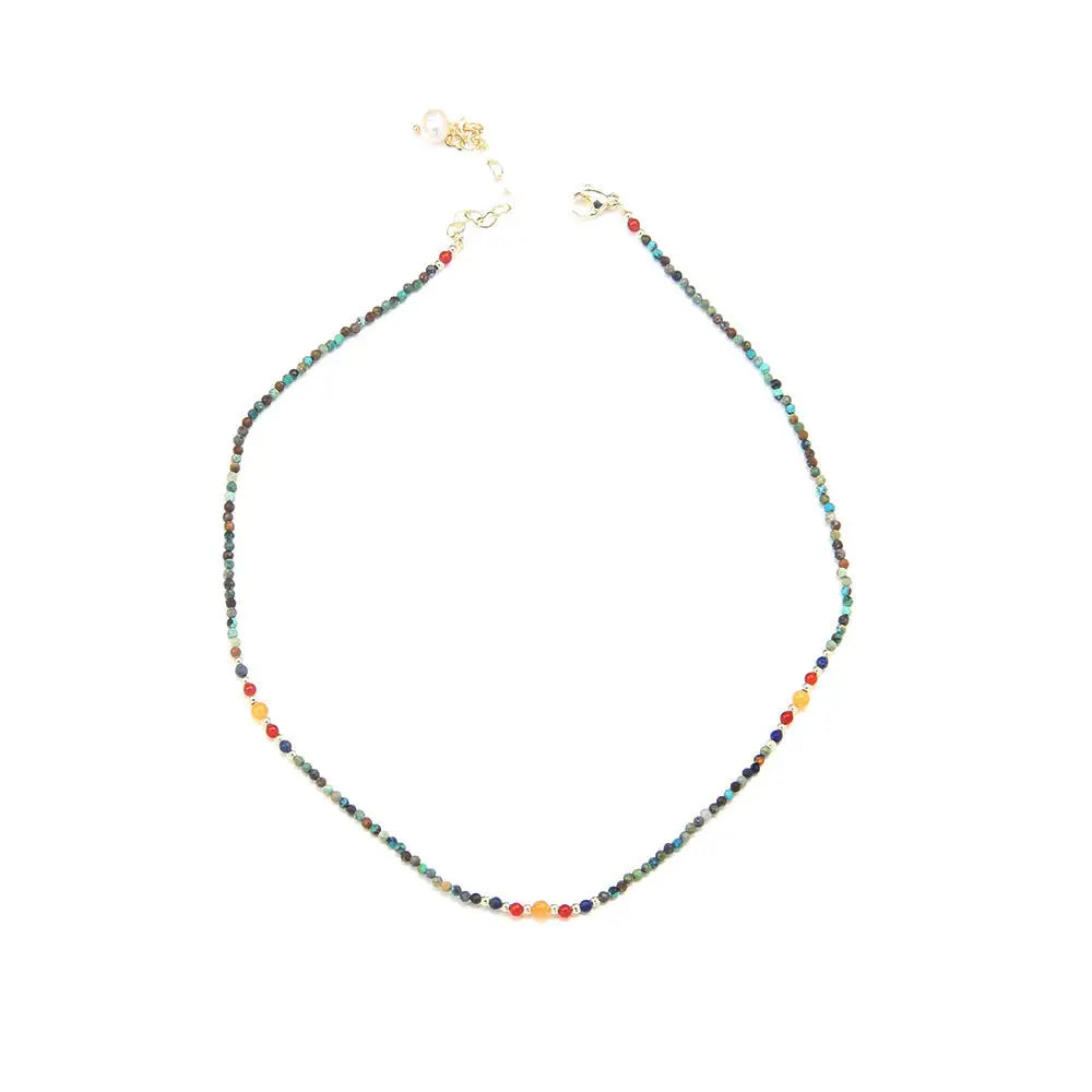New Cute Simple Broken Silver Necklace Natural Pearl Pendant Colourful Beads Collarbone Chain Women's Accessories Beyond Trends Hub