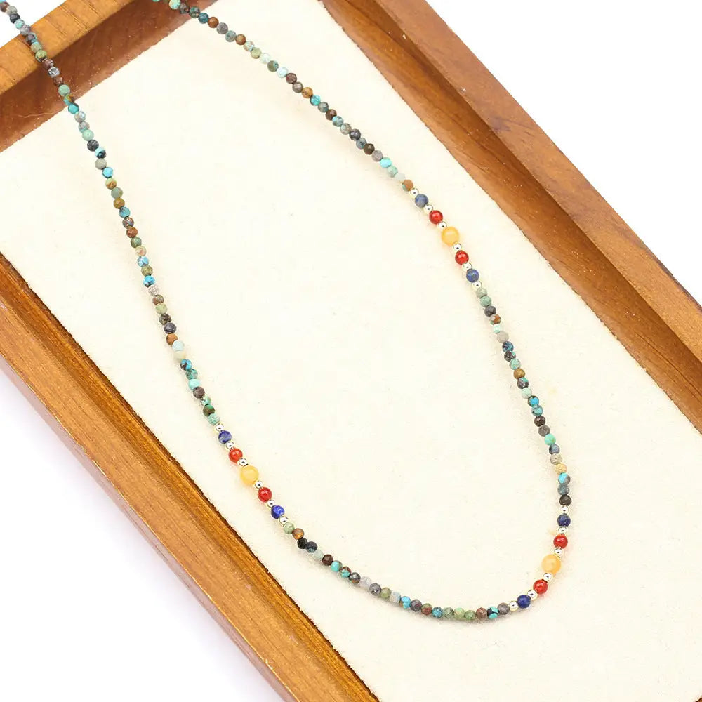 New Cute Simple Broken Silver Necklace Natural Pearl Pendant Colourful Beads Collarbone Chain Women's Accessories Beyond Trends Hub