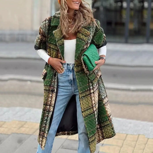 New European And American Women's Fashionable Long Sleeve Lapel Coat Printing Beyond Trends Hub