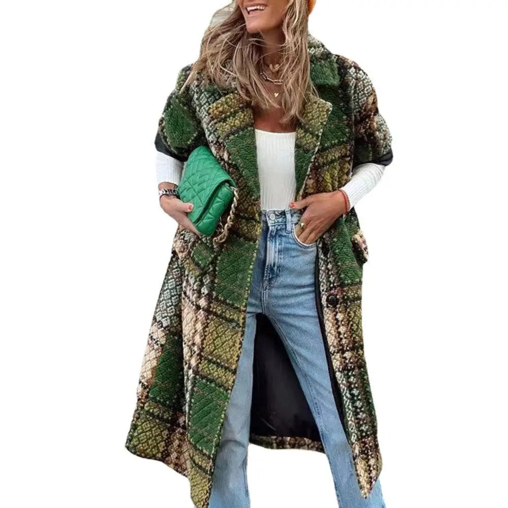 New European And American Women's Fashionable Long Sleeve Lapel Coat Printing Beyond Trends Hub