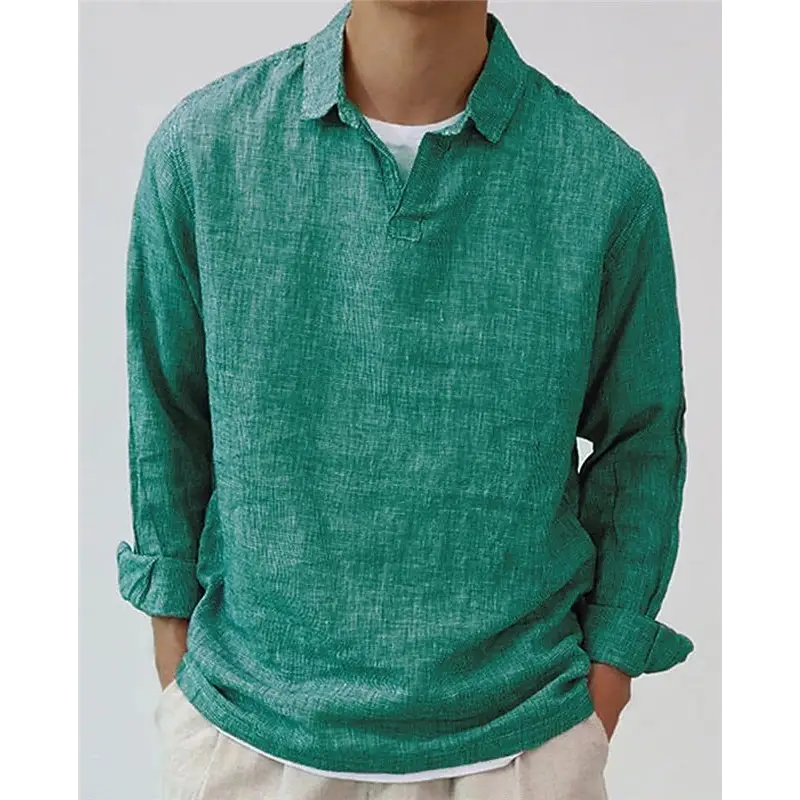 New Fashion Men’s Pullover Shirt Solid Color Long Sleeve Lapel Oversize Casual Top Tee 2023 Summer Clothing For Men Shirts Beyond Trends Hub