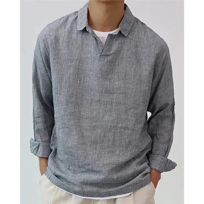 New Fashion Men’s Pullover Shirt Solid Color Long Sleeve Lapel Oversize Casual Top Tee 2023 Summer Clothing For Men Shirts Beyond Trends Hub