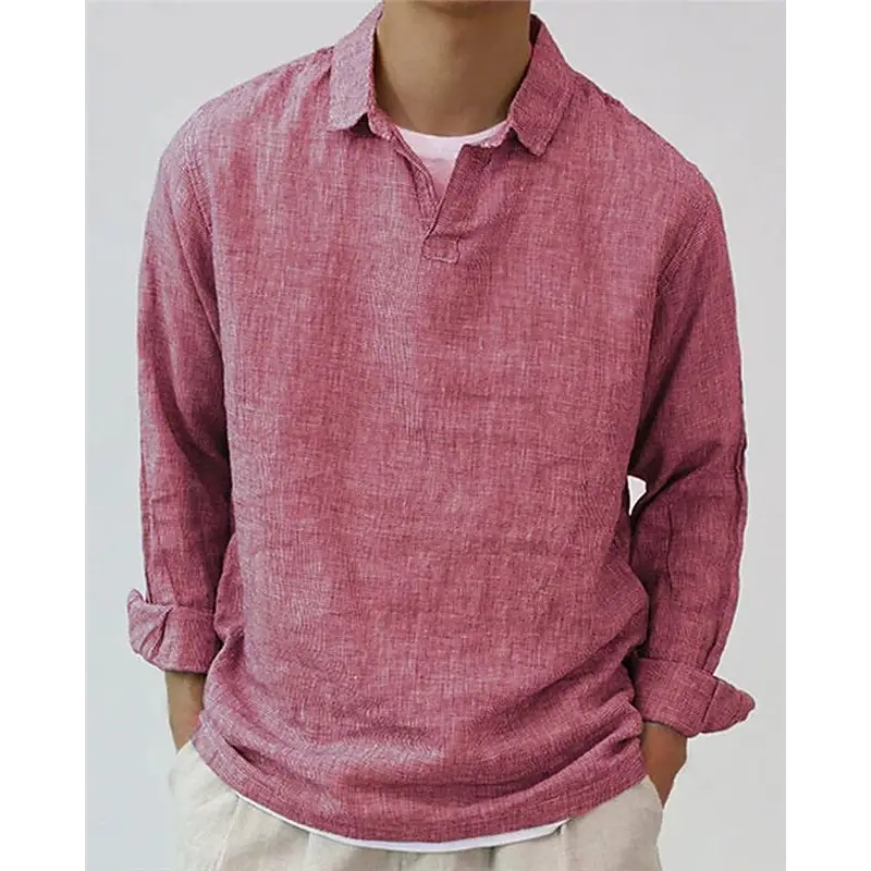 New Fashion Men’s Pullover Shirt Solid Color Long Sleeve Lapel Oversize Casual Top Tee 2023 Summer Clothing For Men Shirts Beyond Trends Hub