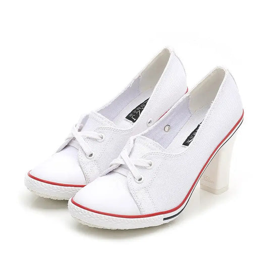 New Korean Style Single Shoes Women Fashion Casual Canvas Shoes Women’s Shoes High Heels - A1A / 34