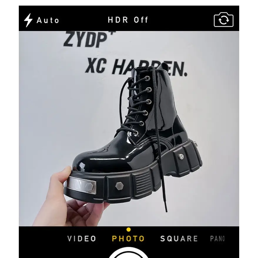 New Men's Chunky Heel Platform Round Head Lace-up Martin Boots Beyond Trends Hub