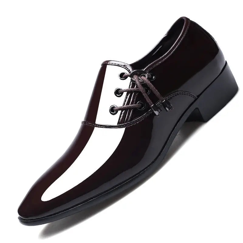 New Men’s Shiny Business Formal Large Size Shoes - Brown / 47
