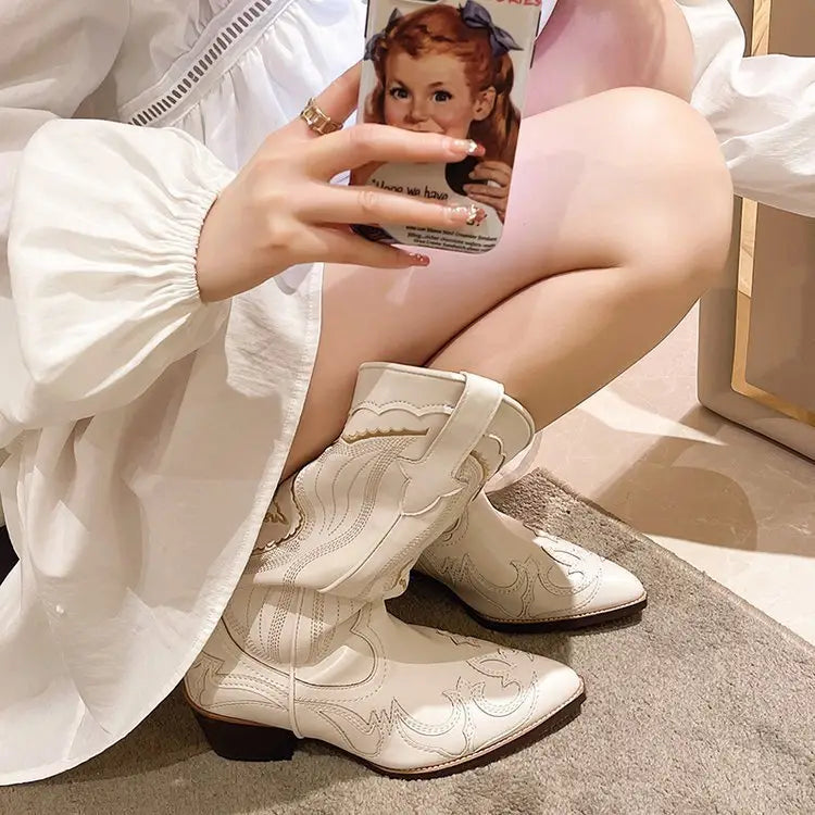 New Plus Size Pointed Embroidery Western Cowboy Boot Women Beyond Trends Hub