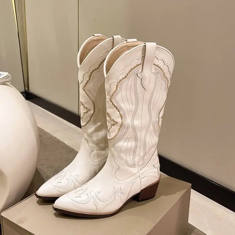 New Plus Size Pointed Embroidery Western Cowboy Boot Women Beyond Trends Hub
