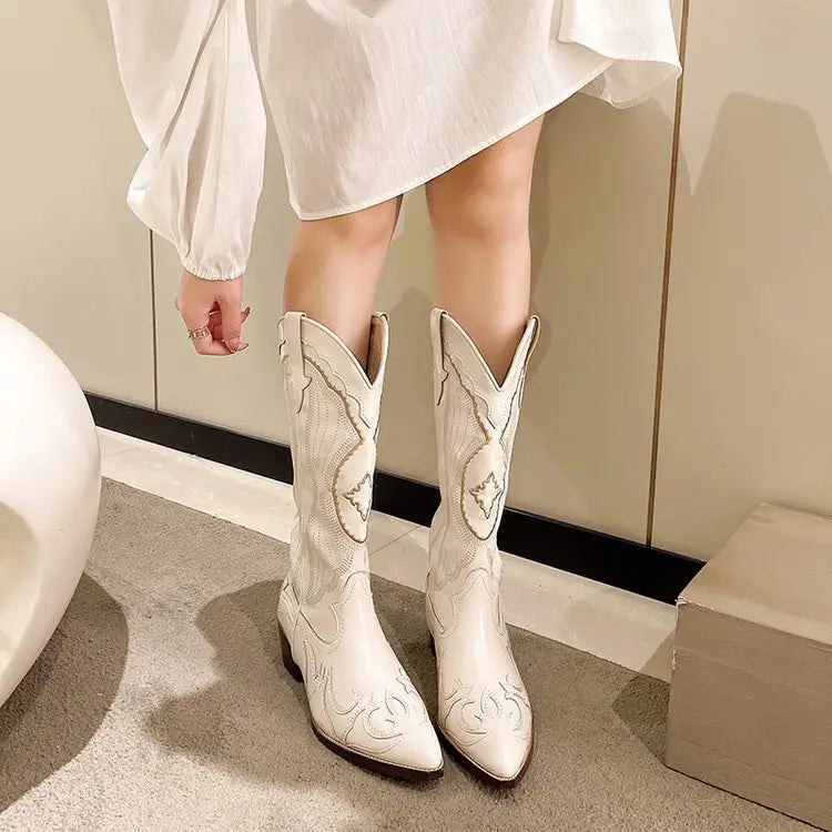 New Plus Size Pointed Embroidery Western Cowboy Boot Women Beyond Trends Hub
