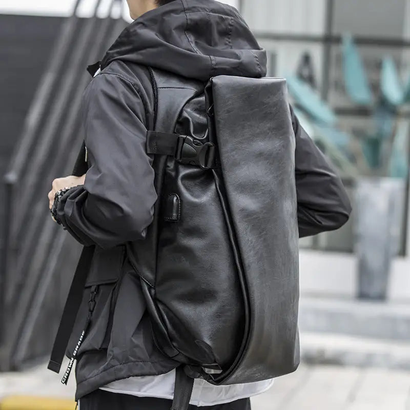 New promotion Korean men’s pu shoulder bag men’s leather fashion trend casual simple college men’s backpack