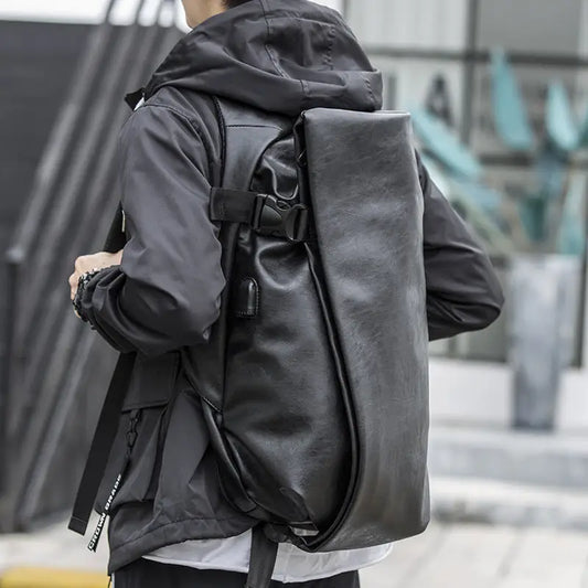 New promotion Korean men’s pu shoulder bag men’s leather fashion trend casual simple college men’s backpack