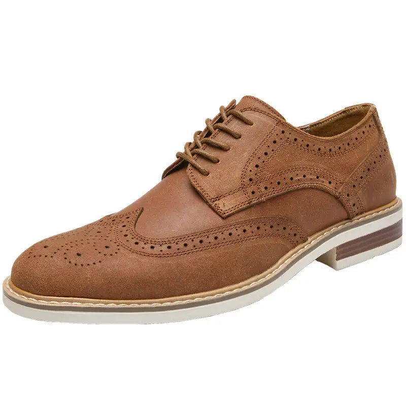New Spring And Summer Genuine Leather Cow Suede Brogue Formal Business Men's Leather Shoes Beyond Trends Hub