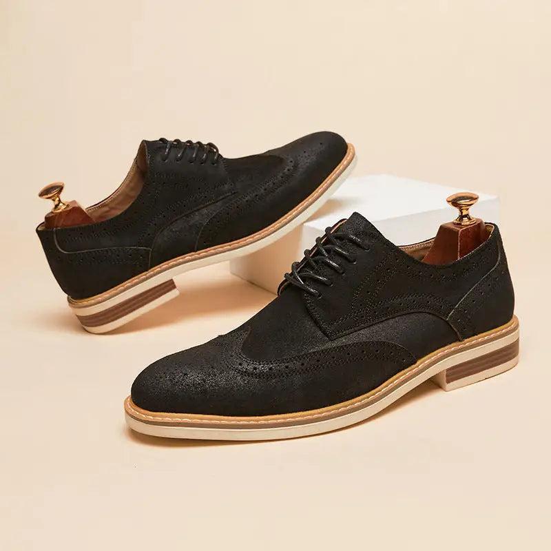 New Spring And Summer Genuine Leather Cow Suede Brogue Formal Business Men's Leather Shoes Beyond Trends Hub