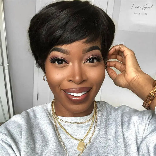 New Style Wig European And American Ladies Short Hair Natural Black Brown Chemical Fiber Hair Headgear Button Net - Beyond Trends Hub 