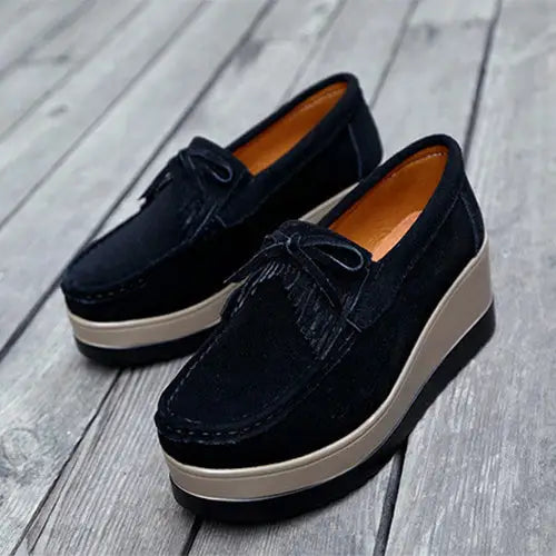 New Tassel Bow Design Shoes For Woman Fashion Thick Bottom Wedges Shoes Casual Slip On Solid Color Flats Beyond Trends Hub