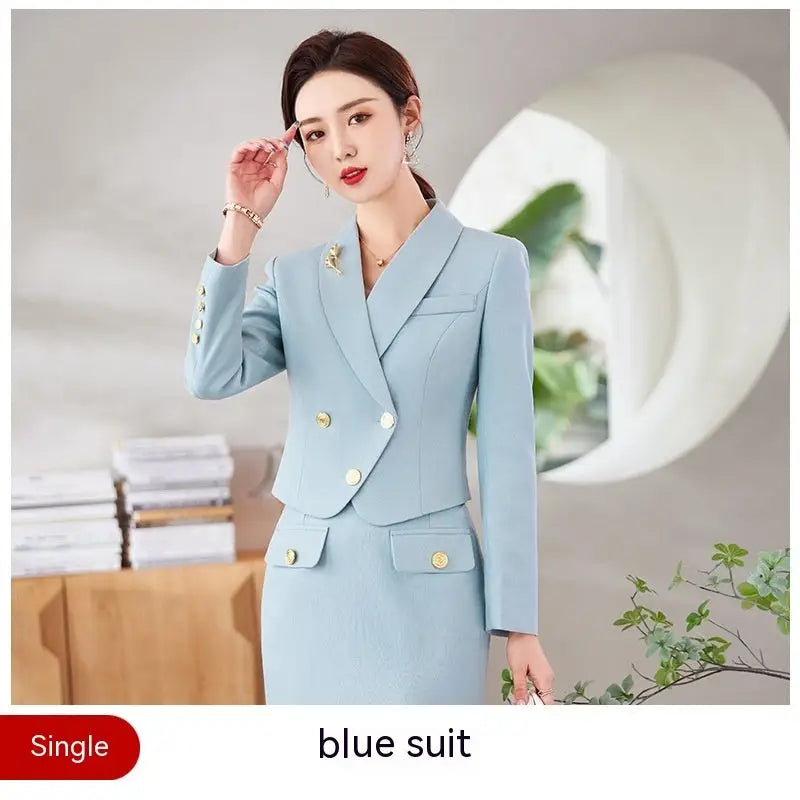 New Temperament Leisure Formal White Blazer For Women - Blue Suit / S