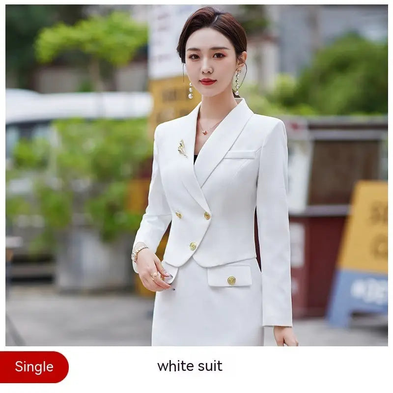 New Temperament Leisure Formal White Blazer For Women - White Suit / S