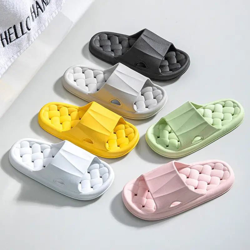 New Woven Texture Non-slip Slippers For Women Summer Indoor Floor Bathroom Home Slipper Men House Shoes Beyond Trends Hub