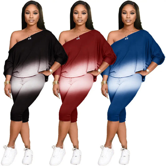Oblique Shoulder Plus Size Women’s Two-Piece Suit