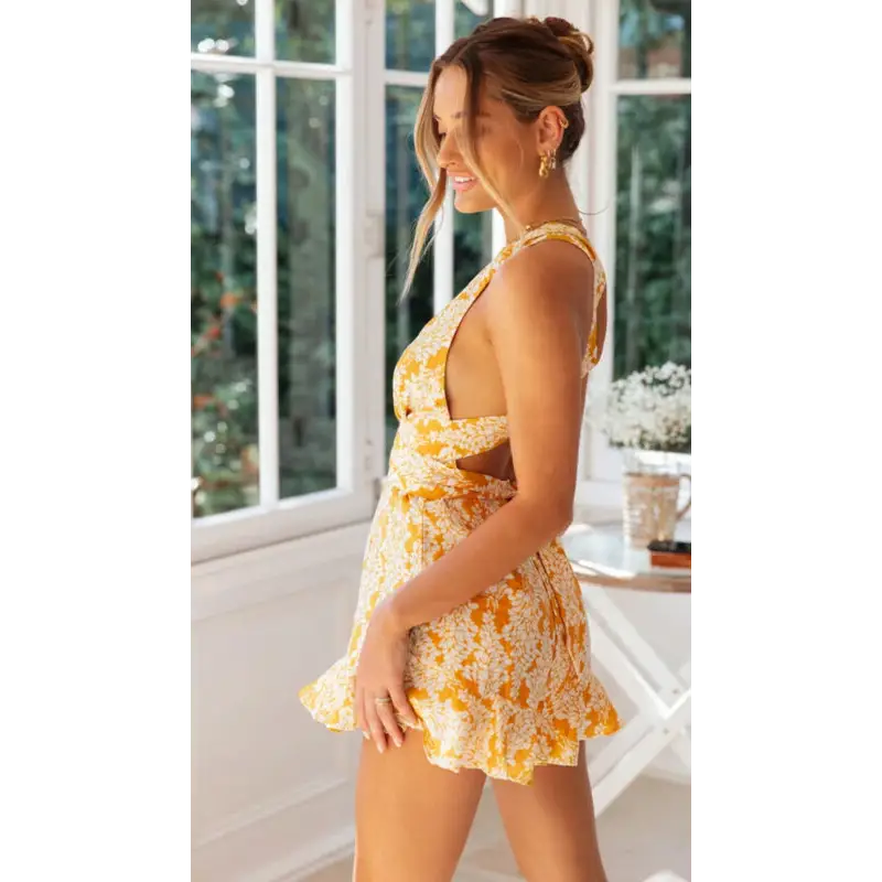 Open Back Dresses Women Short Jumpsuit Ladies Deep v Clothes - Beyond Trends Hub 