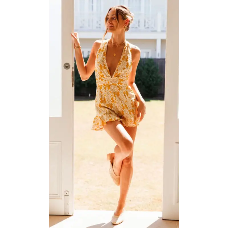 Open Back Dresses Women Short Jumpsuit Ladies Deep v Clothes - Beyond Trends Hub 