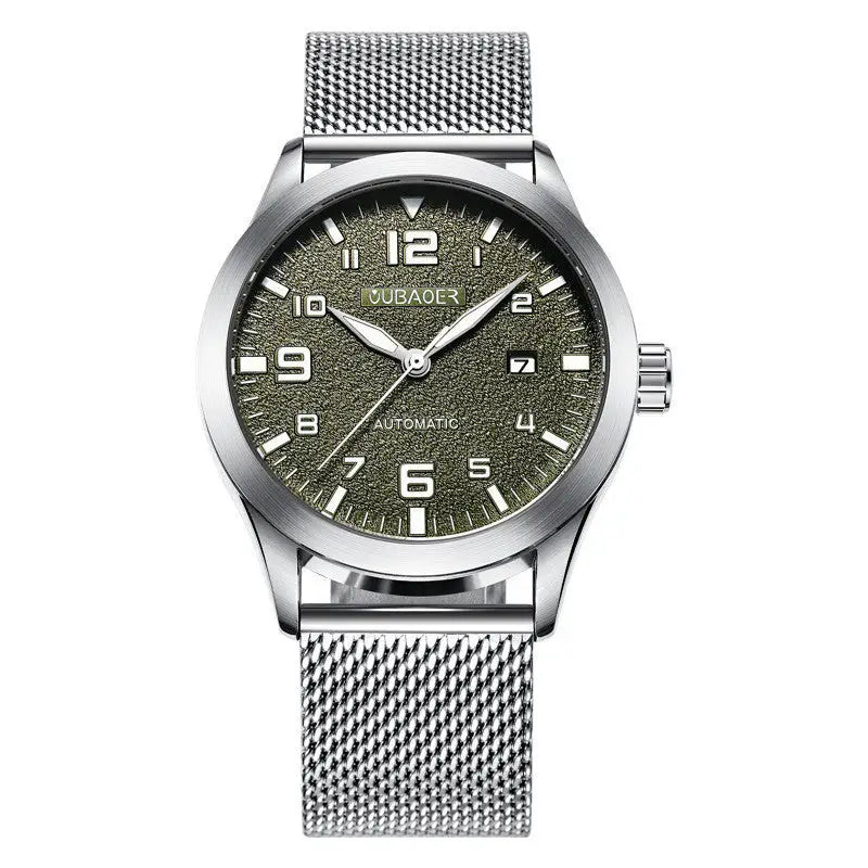 OUBAOER Mens Watches Automatic Mechanical Watch Men Stainless Steel Mesh Belt Wristwatches Simple Business Fashion Clocks - Beyond Trends Hub 