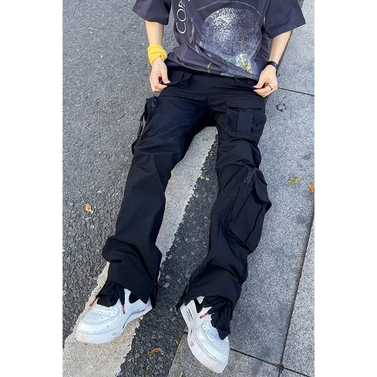 Overalls Trousers Zipper Flared Casual Trousers Ins Pants Men