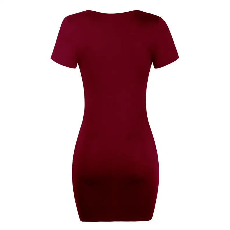 Pack Hip Solid Color Short-sleeved Dress Women