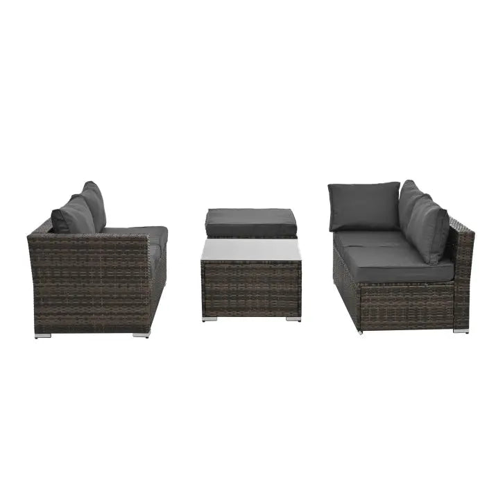 Patio Furniture Outdoor Furniture Seasonal PE Wicker Furniture 4 Set Wicker Furniture With Tempered Glass Coffee Table