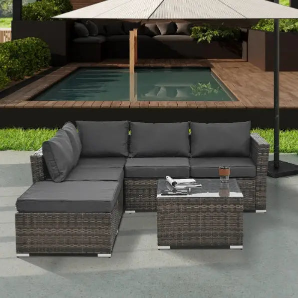 Patio Furniture Outdoor Furniture Seasonal PE Wicker Furniture 4 Set Wicker Furniture With Tempered Glass Coffee Table