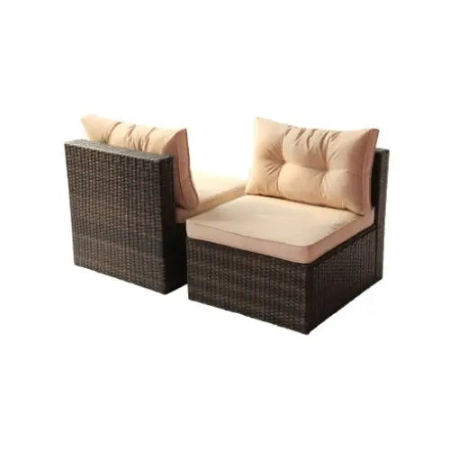 Patio Furniture Set PE Rattan Sectional Garden Furniture Corner Sofa Set - Coffee - 5