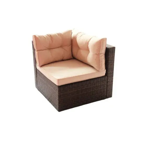Patio Furniture Set PE Rattan Sectional Garden Furniture Corner Sofa Set - Coffee - 5
