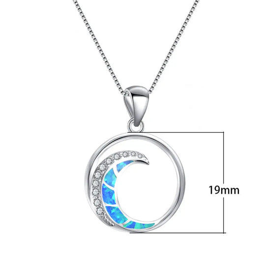 Pendant, White Gold, White Diamonds, Moon-Shaped Glossy Circle Jewellery - Beyond Trends Hub 