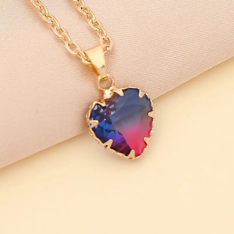 Personality Multicolor Love Clavicle Chain Female - Dazzle colour