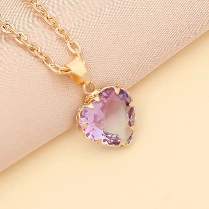 Personality Multicolor Love Clavicle Chain Female - Pink