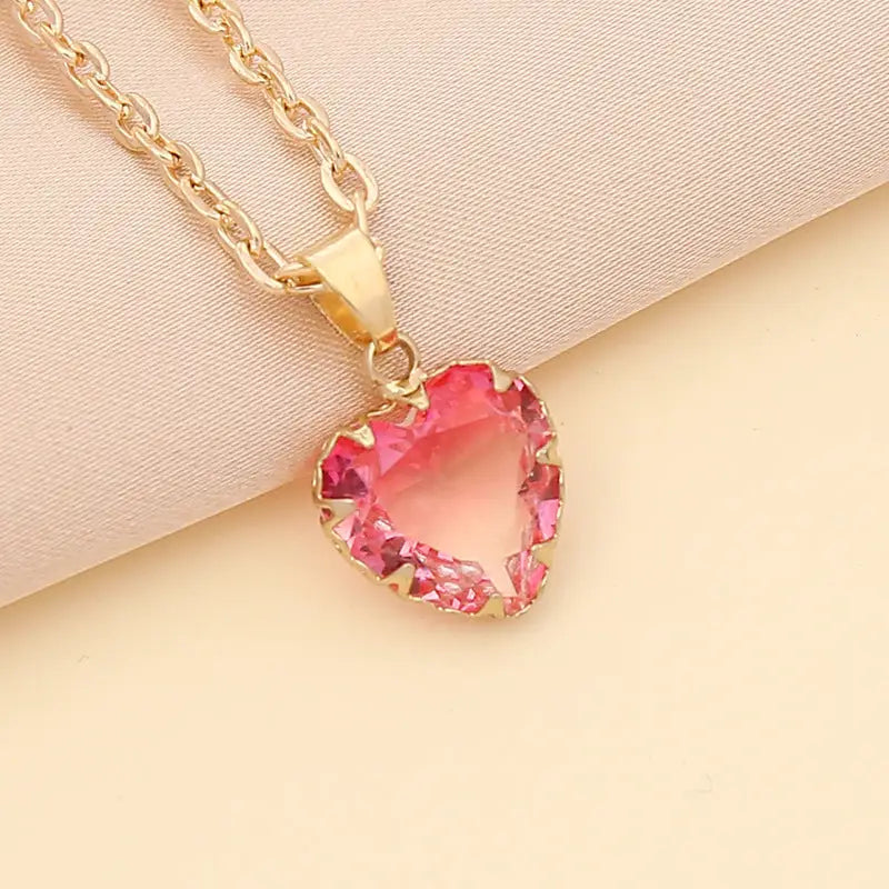 Personality Multicolor Love Clavicle Chain Female - Rose Red