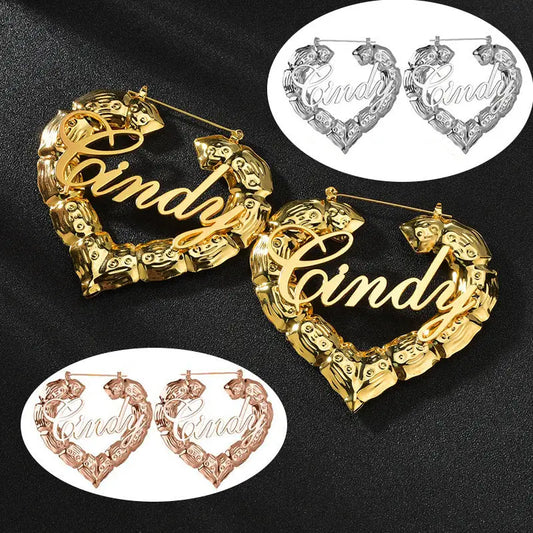 Personality Women Fashion Bamboo Hoop Earrings Letter Queen Love Sexy Dangle Earrings Beyond Trends Hub
